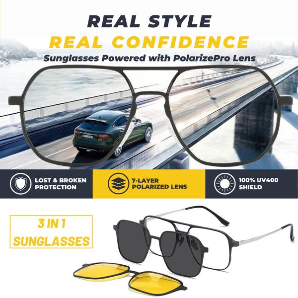 Men And Women 3 In 1 Magnetic Polarized Sunglasses