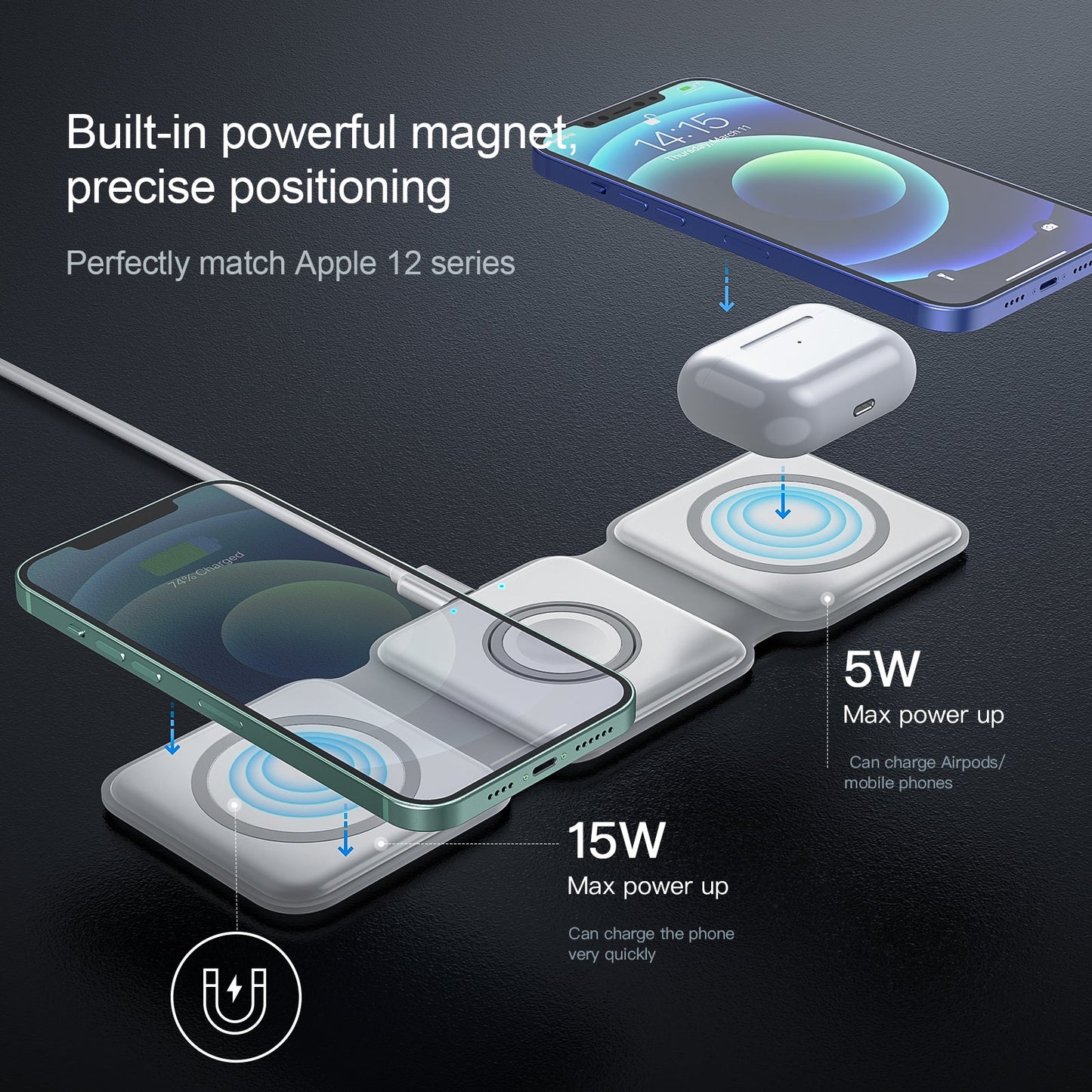 3 in 1 Magnetic Wireless charger station