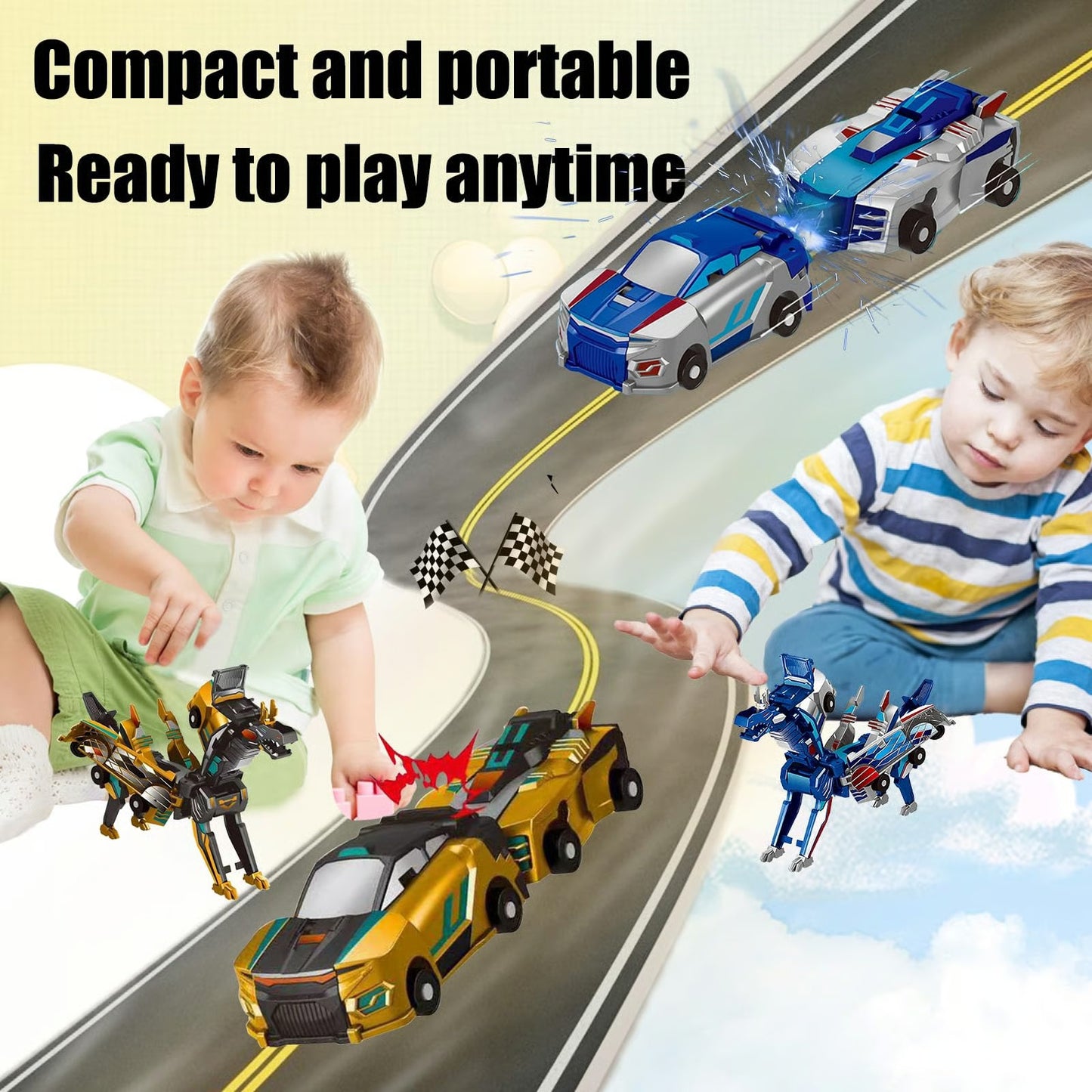 Magnetic Plastic Two-Car Collision Deformation Toy