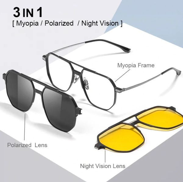 3 In 1 Magnetic Polarized Sunglasses - YT